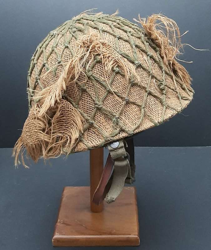 **Border War : 1980s SADF Steel Helmet w/ Camouflage Cover & Foliated Net.**