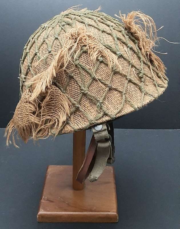 **Border War : 1980s SADF Steel Helmet w/ Camouflage Cover & Foliated Net.**