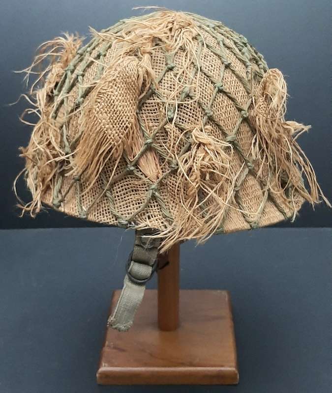 **Border War : 1980s SADF Steel Helmet w/ Camouflage Cover & Foliated Net.**