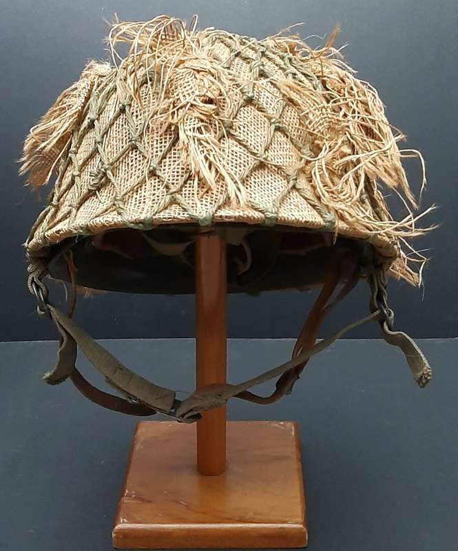 **Border War : 1980s SADF Steel Helmet w/ Camouflage Cover & Foliated Net.**
