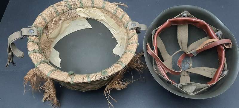 **Border War : 1980s SADF Steel Helmet w/ Camouflage Cover & Foliated Net.**