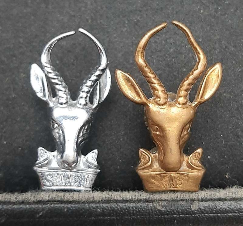 **Border War : 1960s / 70s SADF 'Bok Kop' Beret Badges x2 (Lugs Intact).**