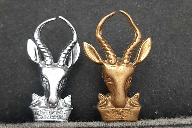 **Border War : 1960s / 70s SADF 'Bok Kop' Beret Badges x2 (Lugs Intact).**