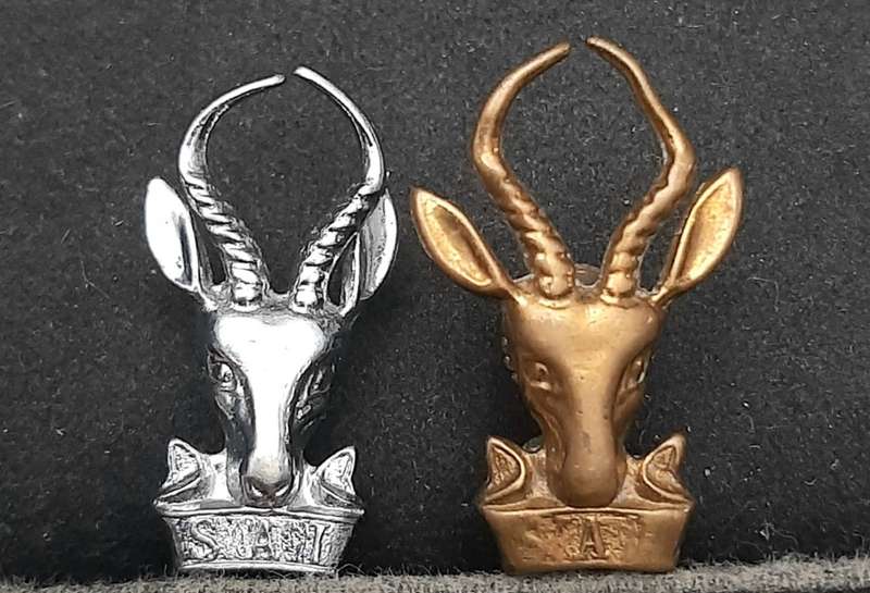 **Border War : 1960s / 70s SADF 'Bok Kop' Beret Badges x2 (Lugs Intact).**