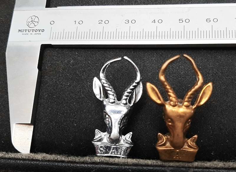 **Border War : 1960s / 70s SADF 'Bok Kop' Beret Badges x2 (Lugs Intact).**