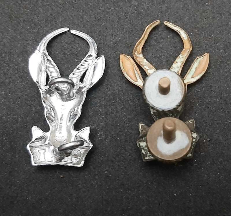 **Border War : 1960s / 70s SADF 'Bok Kop' Beret Badges x2 (Lugs Intact).**