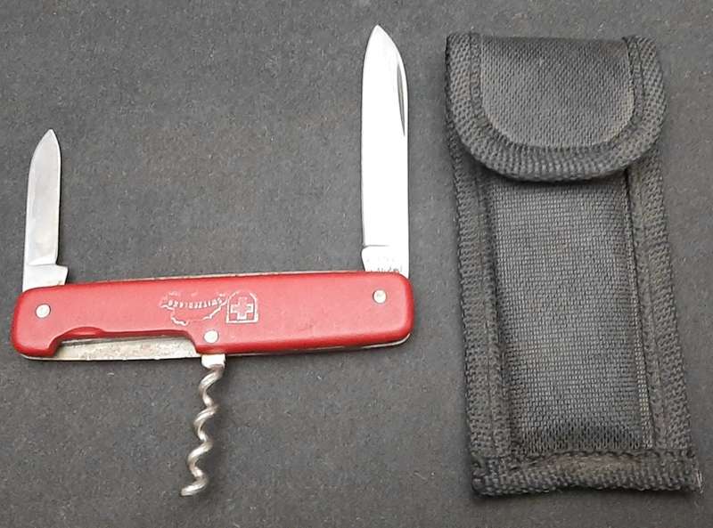 ** 1990s Switzerland Commemorative Pocket Knife w/ Sheath (Hapo, Austria)**