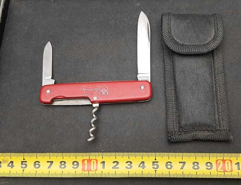 ** 1990s Switzerland Commemorative Pocket Knife w/ Sheath (Hapo, Austria)**