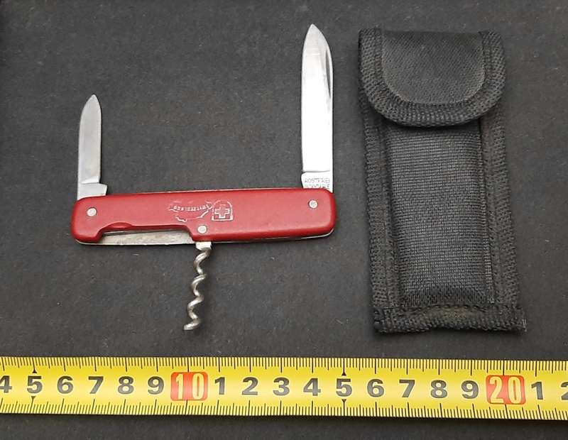 ** 1990s Switzerland Commemorative Pocket Knife w/ Sheath (Hapo, Austria)**