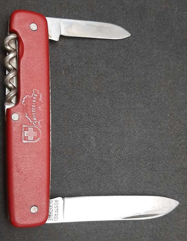 ** 1990s Switzerland Commemorative Pocket Knife w/ Sheath (Hapo, Austria)**