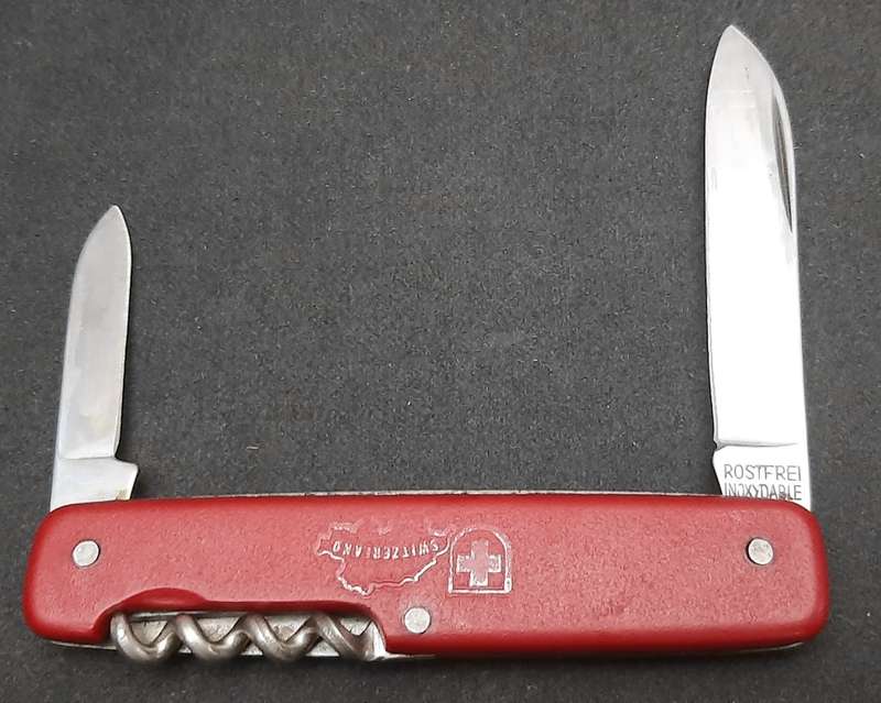 ** 1990s Switzerland Commemorative Pocket Knife w/ Sheath (Hapo, Austria)**