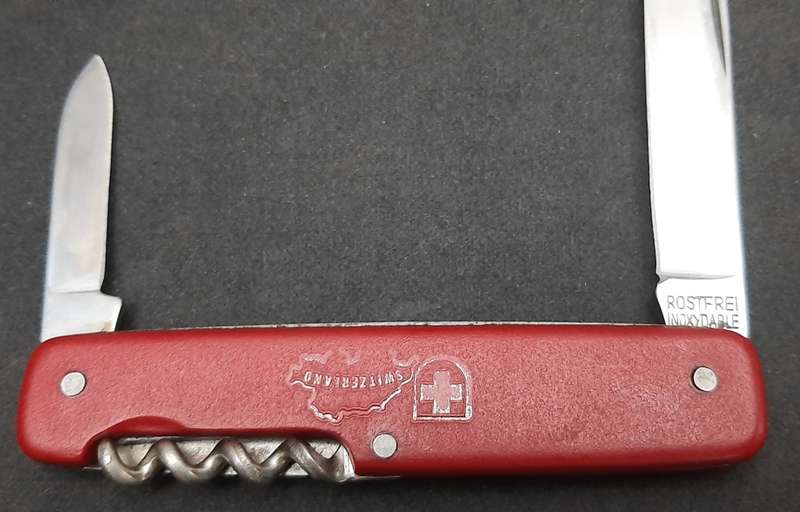 ** 1990s Switzerland Commemorative Pocket Knife w/ Sheath (Hapo, Austria)**
