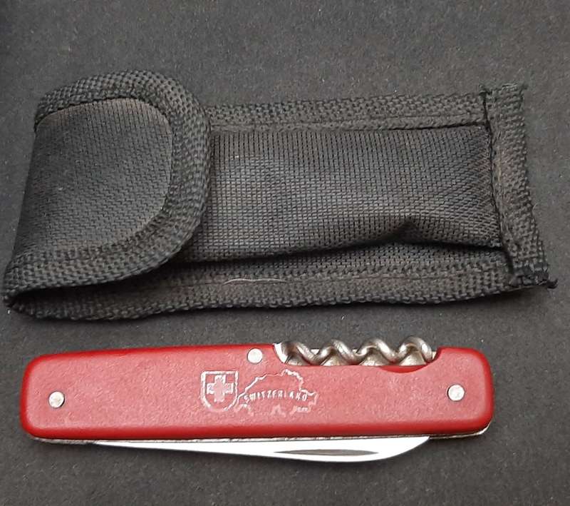 ** 1990s Switzerland Commemorative Pocket Knife w/ Sheath (Hapo, Austria)**