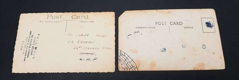**WW2 : British Army 23rd Armoured Brigade Trooper B/W Portrait Photographs x2 **