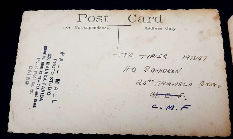 **WW2 : British Army 23rd Armoured Brigade Trooper B/W Portrait Photographs x2 **