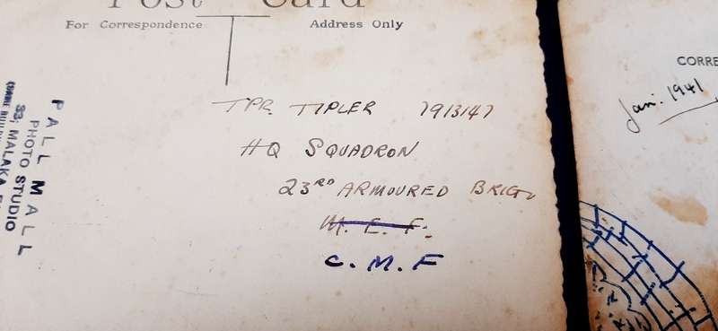 **WW2 : British Army 23rd Armoured Brigade Trooper B/W Portrait Photographs x2 **