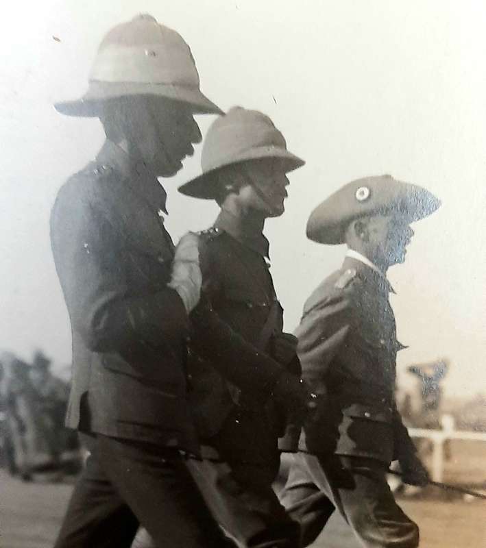 WW1 German Schütztruppe Officer Photograph 'Receiving UDF P.O.W Officers'
