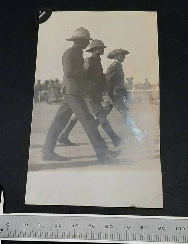 WW1 German Schütztruppe Officer Photograph 'Receiving UDF P.O.W Officers'