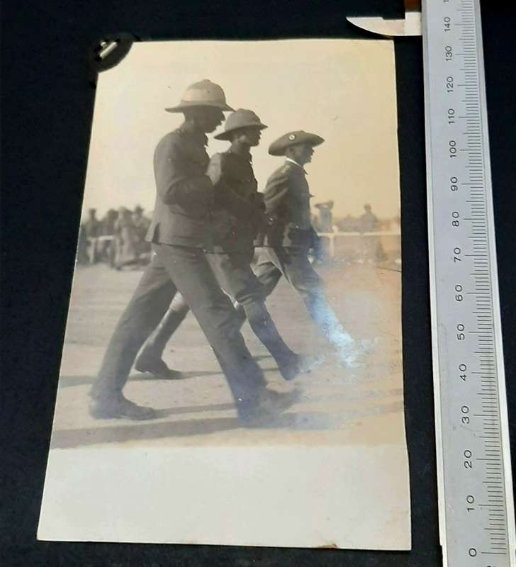 WW1 German Schütztruppe Officer Photograph 'Receiving UDF P.O.W Officers'