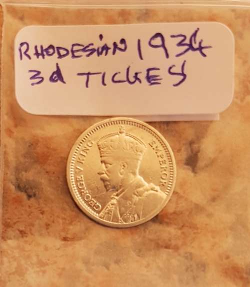 Rhodesian 1934  3 pnney(Tickey)