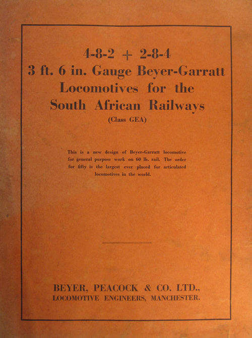 SAR Class GEA : Beyer, Peacock promotional brochure