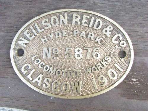 CGR/SAR Locomotive Builder's Brass Plate. Neilson Reid 1901