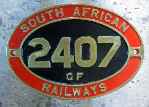 SAR Brass Numberplate.  Class GF No. 2407