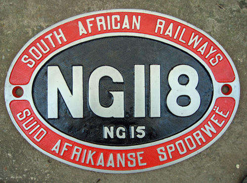 SAR Numberplate no. NG118, Class NG15