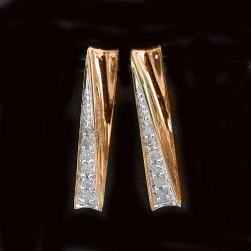 100% REAL, SOLID 10KT YELLOW GOLD NATURAL DIAMONDS EARRING