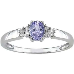 Guaranteed 100% REAL NATURAL, SOLID 14KT WHITE GOLD 0.50CT NATURAL TANZANITE AND DIAMOND RING