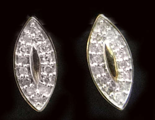 100% REAL, SOLID 10KT YELLOW GOLD NATURAL DIAMONDS EARRINGS