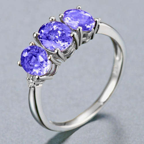 Guaranteed 100% REAL NATURAL, SOLID 14KT WHITE GOLD 1.79CT NATURAL TANZANITE AND DIAMOND RING