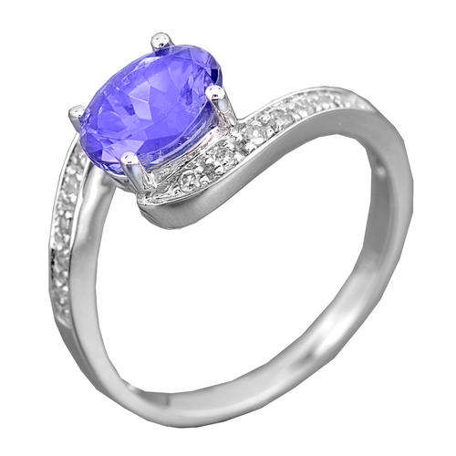 Guaranteed 100% REAL NATURAL, SOLID 14KT WHITE GOLD 1.63CT NATURAL TANZANITE AND DIAMOND RING