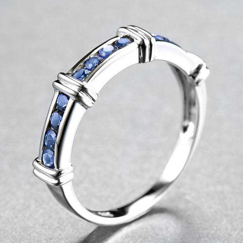 Guaranteed 100% REAL NATURAL, SOLID 14KT WHITE GOLD 0.55CT NATURAL BLUE SAPPHIRE RING