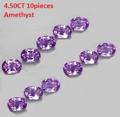 4.50CT 10 pieces AMETHYST [D.H.K. CERTIFIED] AAA QUALITY OVAL 6X4MM Guaranteed 100% Natural