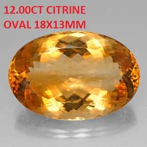 12.00CT CITRINE [D.H.K. CERTIFIED] OVAL 18X13MM AAA QUALITY Guaranteed 100% Natural