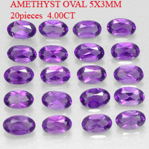 4.00CT 20 PIECES AMETHYST [D.H.K. CERTIFIED] OVAL 5X3MM AAA QUALITY Guaranteed 100% Natural