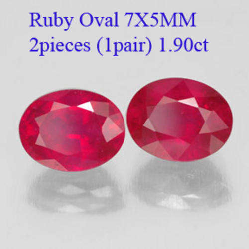 1.90CT 2pieces (1pair) RUBY OVAL 7X5MM  [D.H.K. CERTIFIED]
