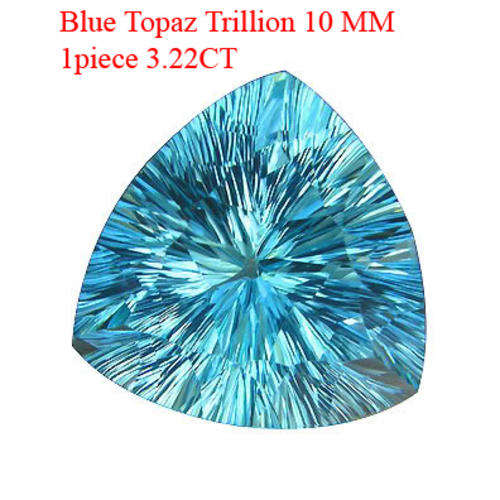3.22CT BLUE TOPAZ [D.H.K. CERTIFIED] AAA QUALITY TRILLION CONCAVE CUT 10.0MM Guaranteed 100% Natural