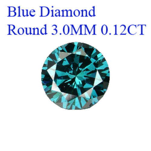 0.12CT Natural Round 3MM Brilliant Cut Blue Diamond Solitaire -AAA Grade [D.H.K. CERTIFIED]