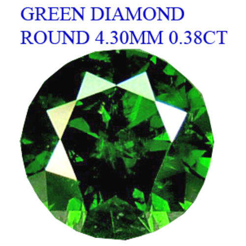 0.38CT Natural Round 4.30MM FULL Cut GREEN Diamond Solitaire -AAA Grade [D.H.K. CERTIFIED]