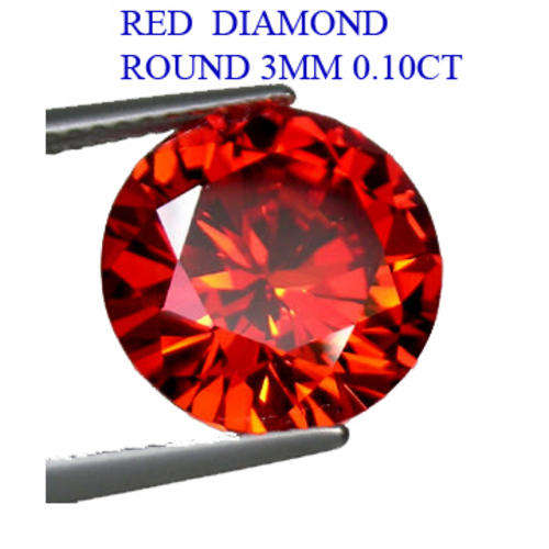 0.10CT Natural Round 3MM FULL Cut RED Diamond Solitaire -AAA Grade [D.H.K. CERTIFIED]