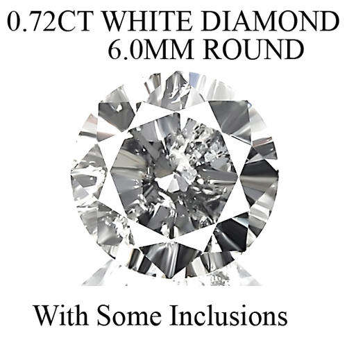 0.72CT DIAMOND Natural Round 6.0MM Brilliant Cut WHITE Diamond Solitaire SI2-SI3 Grade