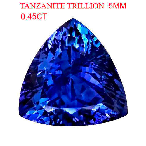 0.45CT TANZANITE BLUE VIOLET VVS Clarity TRILLION 5MM