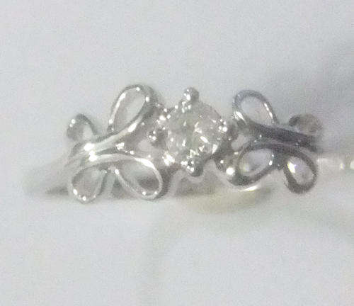 Guaranteed 100% REAL NATURAL, SOLID 14KT WHITE GOLD 0.10CT Brilliant Cut White Diamond RING