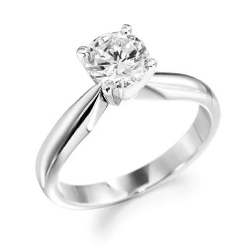 SOLID 14KT WHITE GOLD 0.50CT SI1-SI2 Round 5.0MM Brilliant Cut WHITE Diamond RING