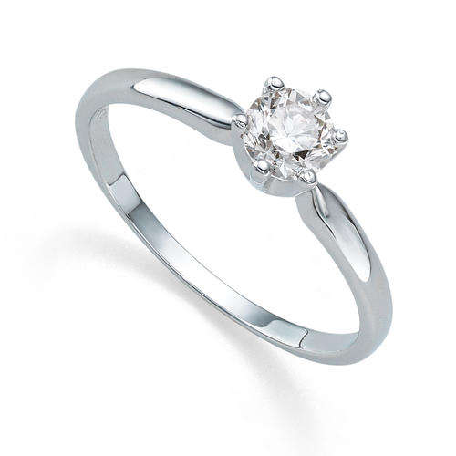 SOLID 14KT WHITE GOLD 0.10CT Round 3.00MM Brilliant Cut WHITE Diamond RING