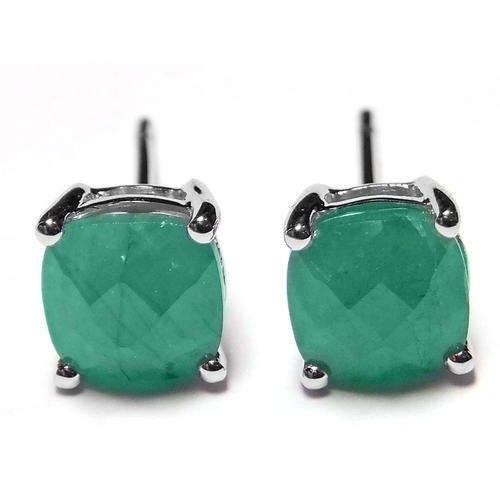 Guaranteed 100% REAL NATURAL, SOLID 14KT WHITE GOLD 1.90CT NATURAL EMERALD EARRINGS