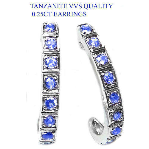 Guaranteed 100% REAL NATURAL, SOLID 14KT WHITE GOLD NATURAL 0.25CT TANZANITE EARRINGS