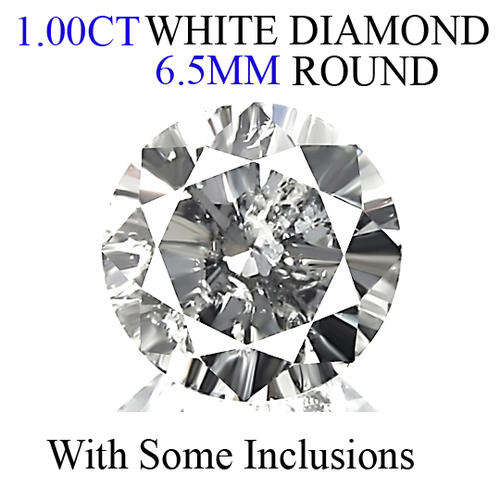 1.00CT DIAMOND Natural Round 6.5MM Brilliant Cut WHITE Diamond Solitaire SI3 Grade